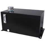 Heavy Duty Hydraulic Fluid Tank 10 Gal Steel Reservoir With Strainer, Gauge & Breather Cap For Tractors & Trucks - Black