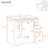 Bathroom Vanity With Sink, Storage Cabinet, Freestanding Set With 3 Drawers & Soft Closing Doors - Indigo