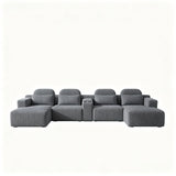 U-Shaped Sectional Sofa With Chaise Lounge And Cup Holders