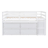 Loft Bed With Retractable Writing Desk And 4 Drawers, With Lateral Portable Desk And Shelves
