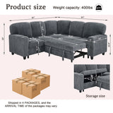 L-Shaped Sofa With Pull Out Sofa Bed With USB