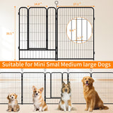 Dog Playpen, 16 Panels Pet Exercise Pen Indoor / Outdoor Fence With Anti Skid Base - Black