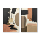 Framed Wall Art, Textured Canvas Painting, Decor For Living Room (Set of 2) - Terracotta