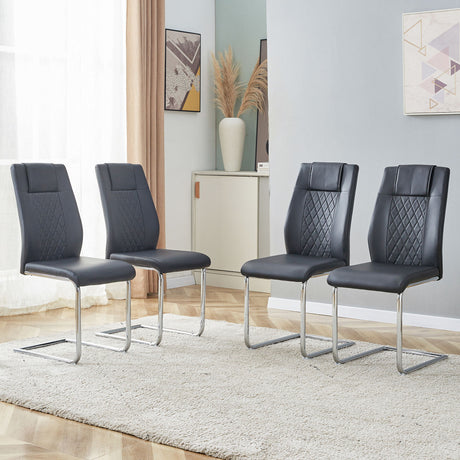Modern Dining Chairs With Padded Seat, Metal Legs