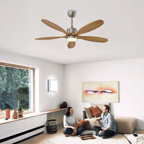 Ceiling Fan With Lights Quiet DC Motor Ceiling Fans 6 Speed Levels - Nickel