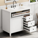 Bathroom Vanity With Sink, Cabinet With 3 Drawers And Adjustable Shelf