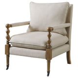 Accent Chair With Turned Legs - Beige