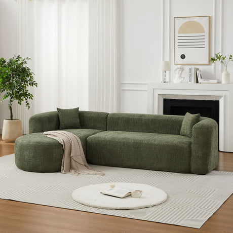 L - Shape Boneless Cloud Couch With 2 Throw Pillows For Living Room