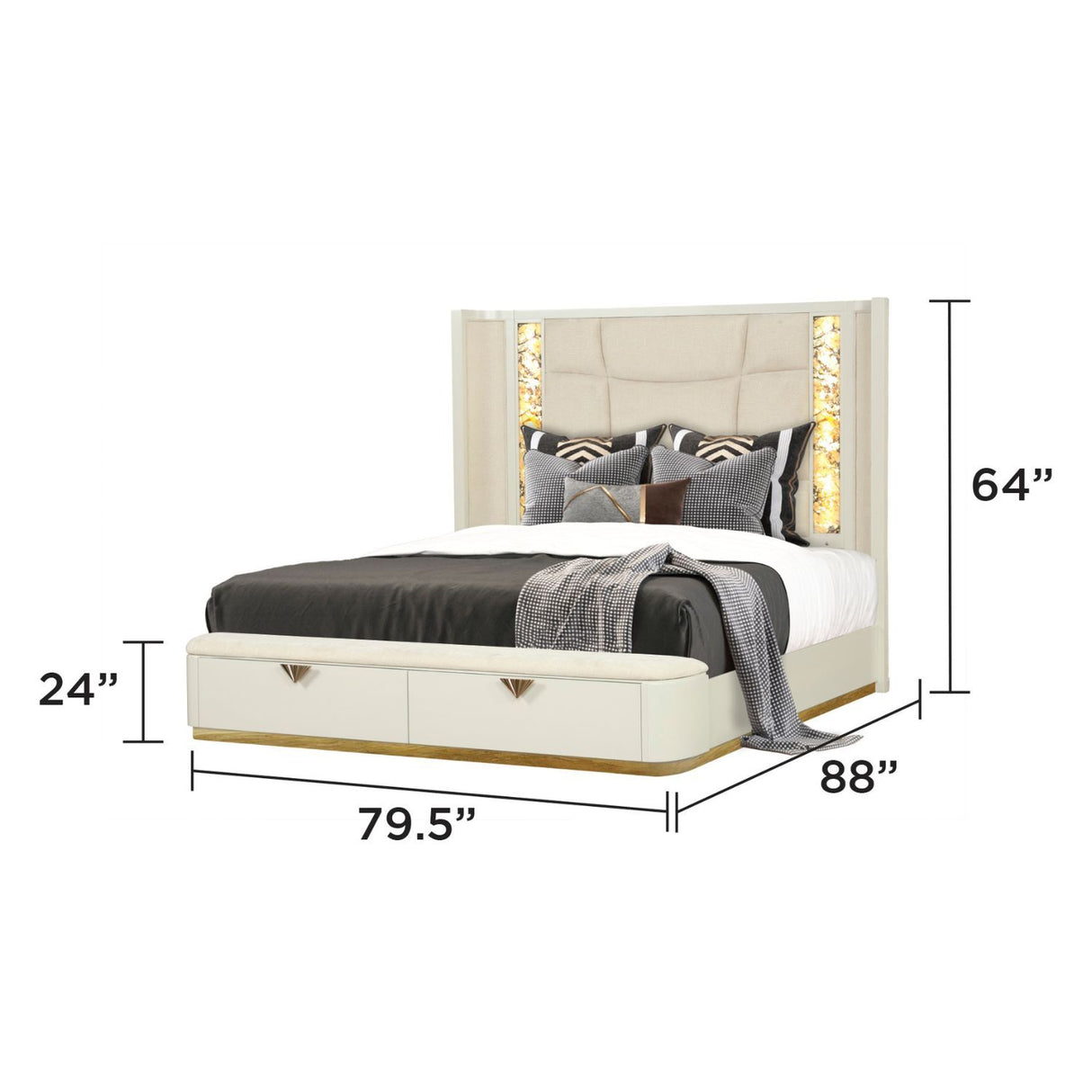 La Pierre - Modern Bedroom Set With Upholstered LED Bed