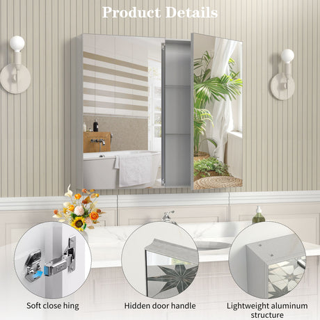 Medicine Cabinet, Wall Mounted Bathroom Mirror With Storage