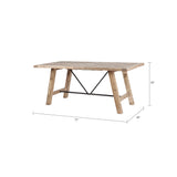 Rustic Dining Table With Metal Support - Natural