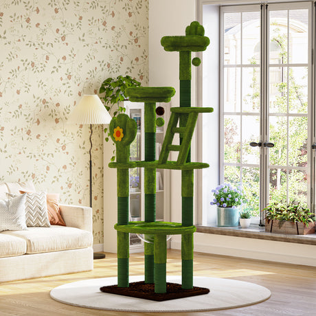 Cactus Cat Tree With Transparent Capsule