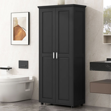 Storage Cabinet With Adjustable Shelves, 2 Doors, Rectangle Design For Bathroom