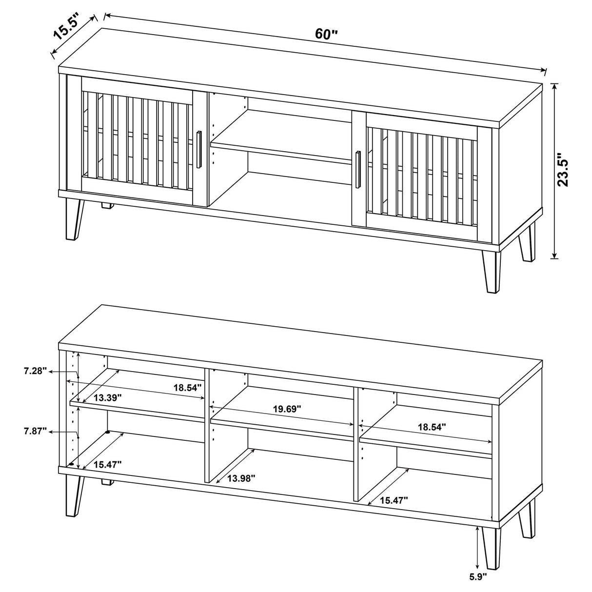 Jenine - 2 Door 60" TV Stand - Brown