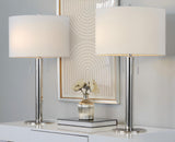 Master - 29" Contemporary Table Lamp (Set of 2) - Polished Nickel / White