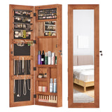 Jewelry Armoire Organizer With Full Length Mirror, Wall Mounted Lockable Cabinet With LED Light