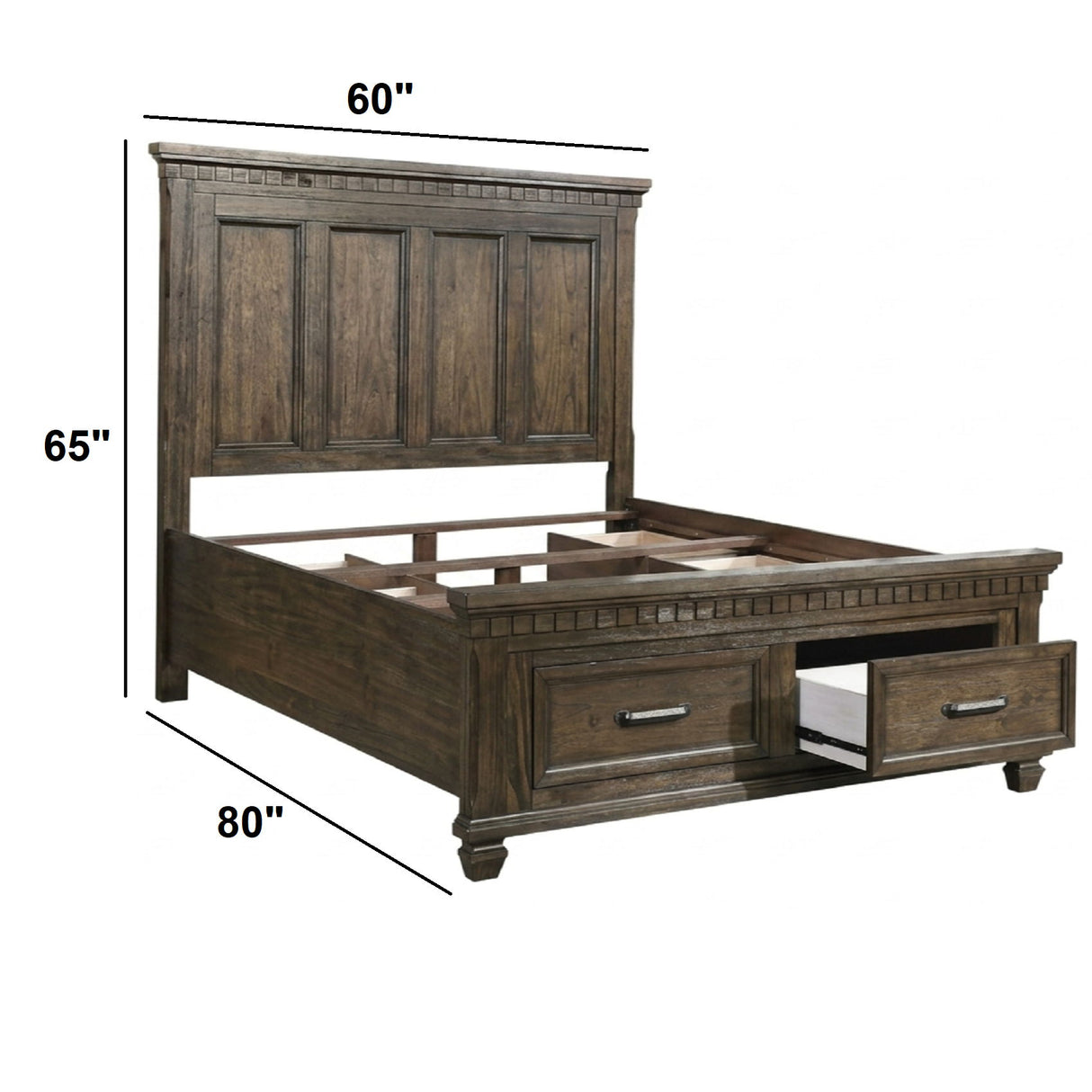 Panel Headboard Bed With Footboard Drawers