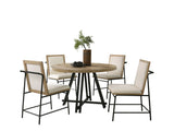 Tate - Round Dining Table With Cream Color Upholstered Chairs (Set of 5) - Oak Finish