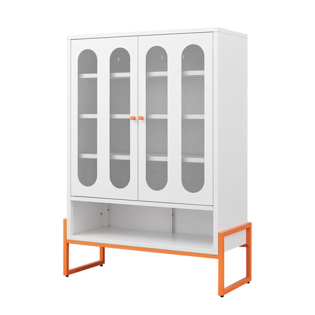 Modern Metal Shoe Cabinet With DoublebSided Doors And Adjustable Partitions