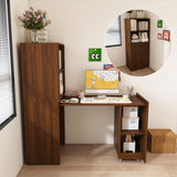 Stretchable Office Desk With Storage Shelves And Mobile Wheels
