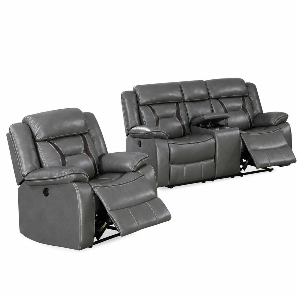 Living Room Set With Pillow Armrest And Tufted Backrest
