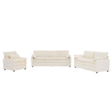 Modern Sofa Set With Double Layer Cushion And Side Storage Pockets