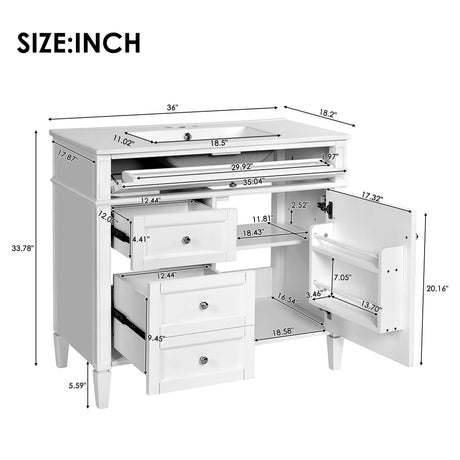 Bathroom Vanity With Top Sink, 2 Drawers And Tip Out Drawer