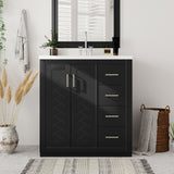 Retro Style Bathroom Vanity With 3 Drawers & Soft-Closing Doors