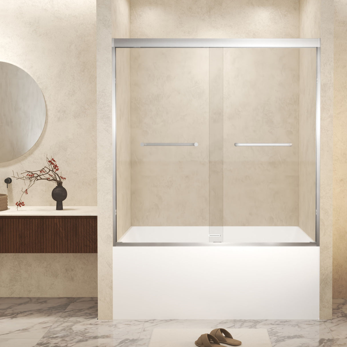Double Sliding Shower Door With Explosion Proof Film