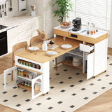 Extendable Dining Table With Folding Top, Rolling Kitchen Island With Drawers And Power Outlet