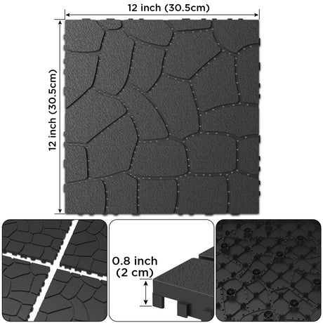 Stone Texture Patio Deck Tiles, 44 Pieces