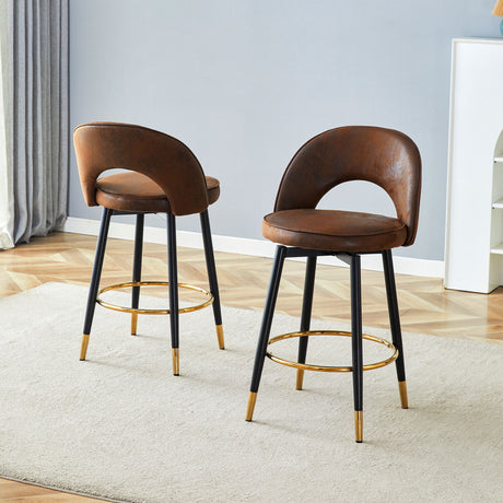 Upholstered Rotatable Bar Chair With Metal Legs For Dining Room