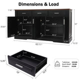 Fluted Sideboard Buffet Cabinet With 4 Doors And 3 Drawers