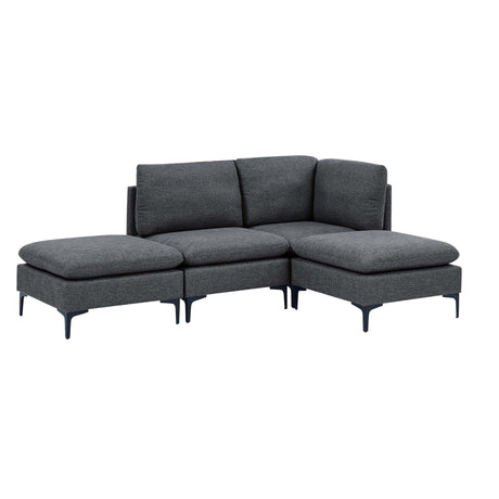 Upholstered Modular Sectional With Tall Legs, Medium Firm Seat