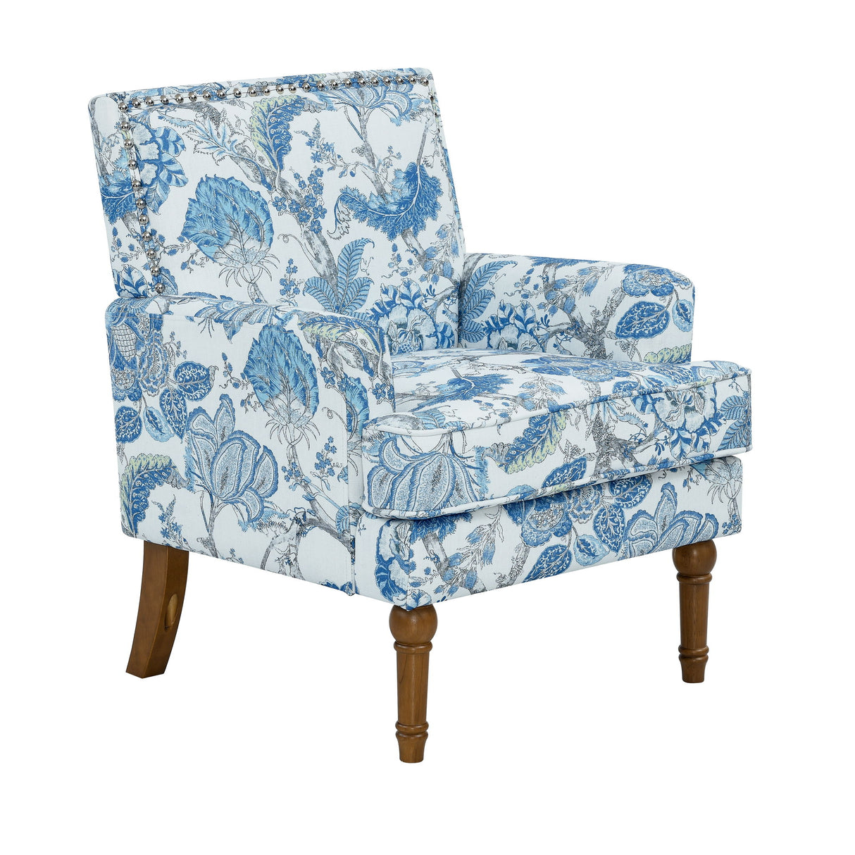 Floral Accent Armchair With Nailhead Trim