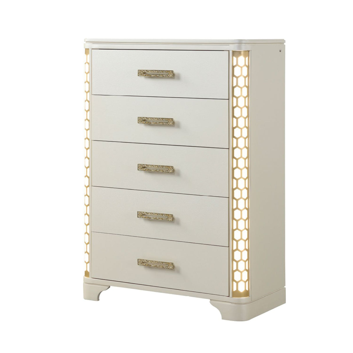 Jasmine - 5 Drawer Chest With Side LED Lightning - Beige
