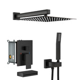 Square Shower System With Waterfall Tub Spout And Rough In Valve, Wall Mounted