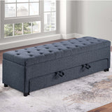 Storage Ottoman With Tufted Seat And Underseat Drawer