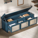 Entryway Shoe Bench With Drawers & Button Tufted Cushion