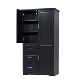 Tall And Wide Storage Cabinet With Doors, 3 Drawers