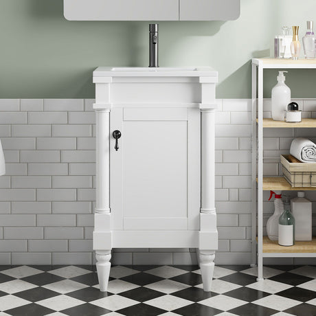 Bathroom Vanity With Sink, Storage Cabinet With Door, Drop In Sink, Compact Freestanding Design