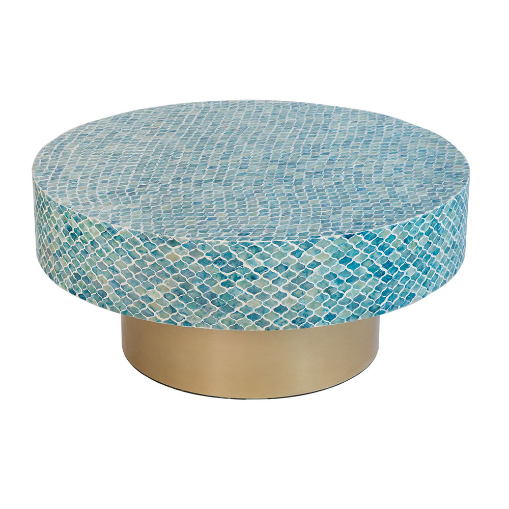Unique Capiz Coffee Table & Pedestal Base