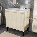 Bathroom Vanity With Ceramic Sink, Floor-Standing Design, Soft-Closing Drawers