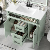 Bathroom Vanity With Sink, Flip-Out Top Drawer, Soft Close Doors, 2 Storage Drawers
