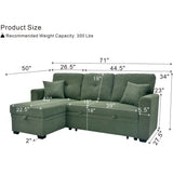 Sleeper Sectional With Pull Out Bed, Reversible Chaise