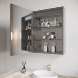 Bathroom Medicine Cabinet With LED Mirror, Anti-Fog, Waterproof, 3000K~6000K Single Door Lighted Bathroom Cabinet With Touch Swich