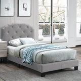 Button Tufted Bed With Nailhead Trim