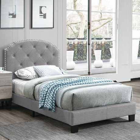 Button Tufted Bed With Nailhead Trim