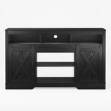 Farmhouse TV Stand With Sliding Barn Doors & Adjustable Storage