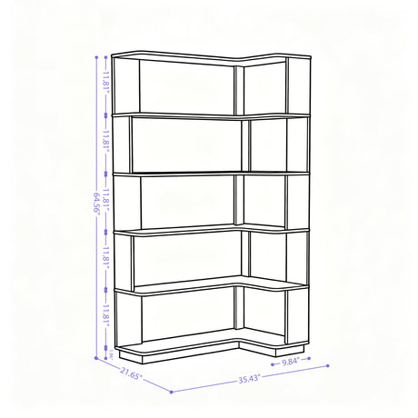 Ox Blood - Red 90Cm L-Shaped Freestanding Corner Bookshelf With Anti Tip Safety, Storage Cabinet For Living Room - Ox Blood Red
